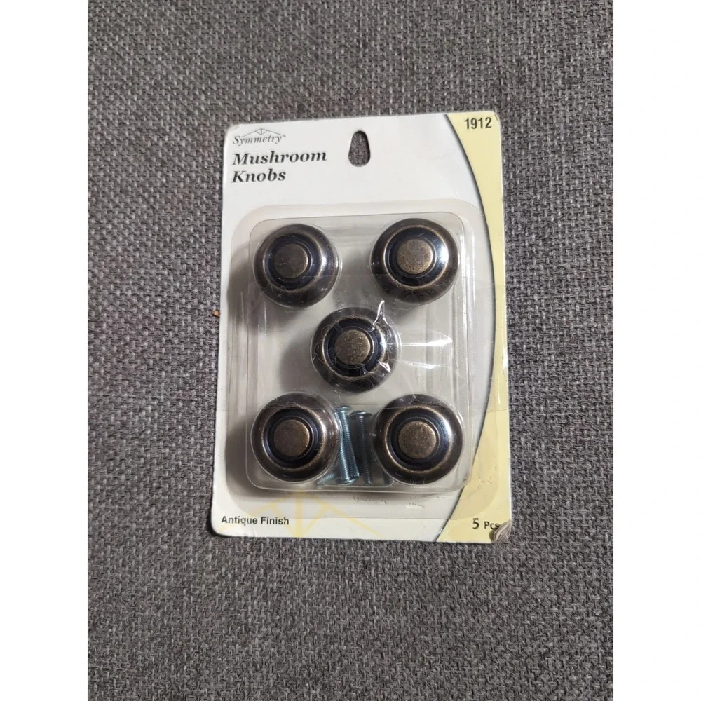 Symmetry Set Of 5 Mushroom Knobs‎ Round Antique Finish